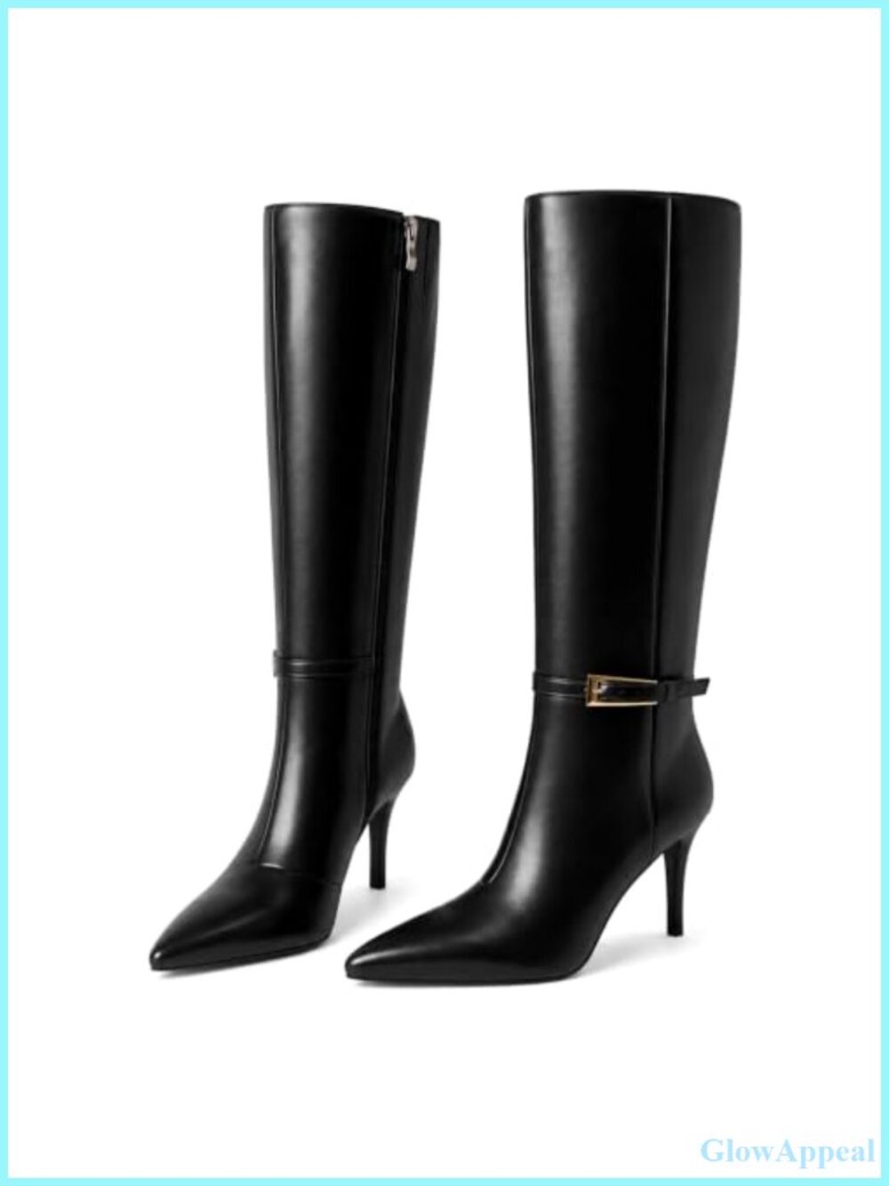 Women's Knee High Stiletto Heel Boots Faux Leather Pointed Toe Tall Boots